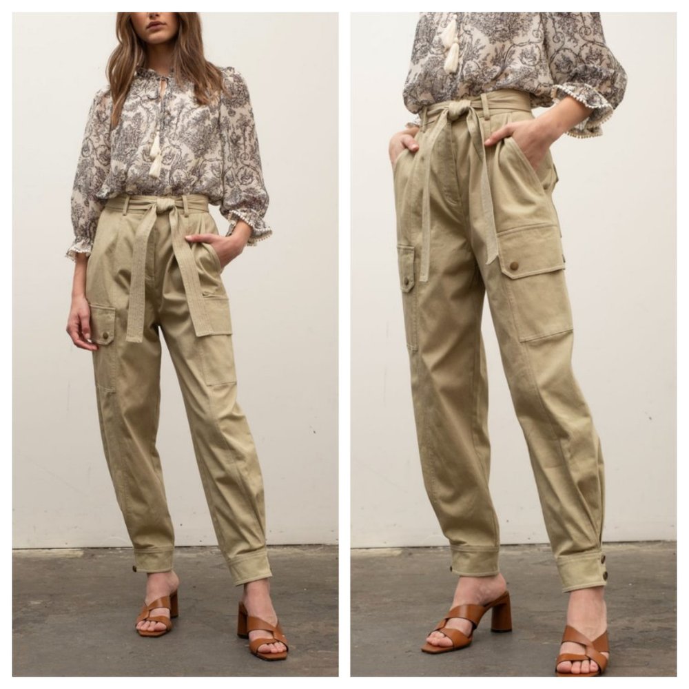 Anthropologie Terri Tie Waist Tapered Cargo Pant S